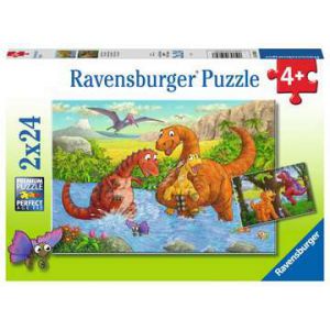 Puzzel 2x24 spelende dino's