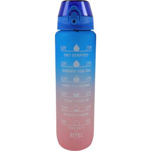 Lunch Buddies: Motiverende waterfles 1000 ml - Blauw/Roze
