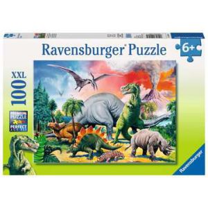 Puzzel 100 stukjes tussen de dinosauriërs
