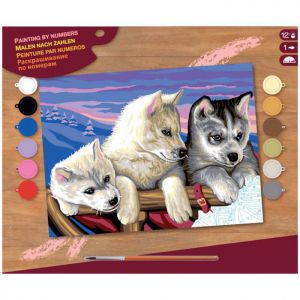 Schilderen op nummer huskies