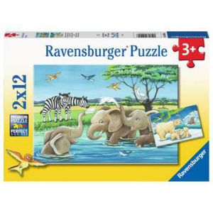 Puzzel 2x12 jonge dieren uit de hele wereld