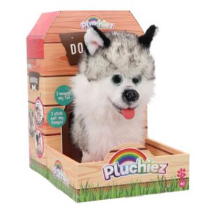 Pluchiez blaffende husky hajko met uitlaten 