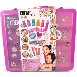 Create it! makeup set roze kleur/glitterkoffer