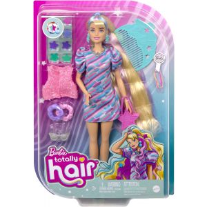 Barbie Totally Hair Doll - Blond, blauw, paars 