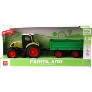 Farmland Tractor + Aanhanger met Licht en Geluid 1:16 
