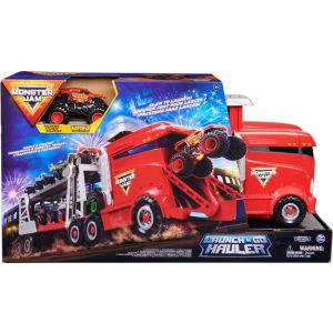  Monster Jam - officiële 2-in-1 Launch N’ Go Hauler-speelset en opbergdoos met unieke monstertruck schaal van 1:64 