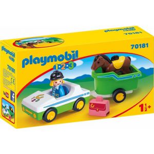 Playmobil 1.2.3. 70181 wagen met paardentrailer