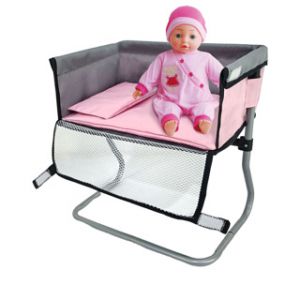 Poppen verzorgingstafel grijs/roze39x25x39cm 