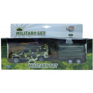 Auto landrover military defender met aanhanger