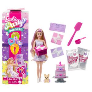 Barbie Party unboxed 2/1 pop met lichtroze jurk 