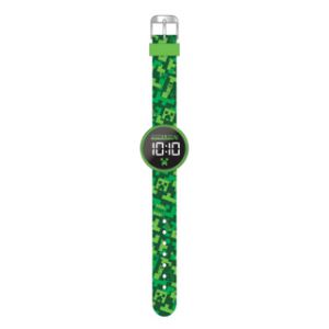 Minecraft horloge LED rond, verwisselbare batterij 