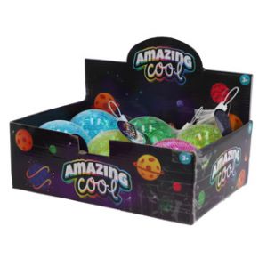 Amazing Cool stuiterbal glitter met lampje 10 cm assorti