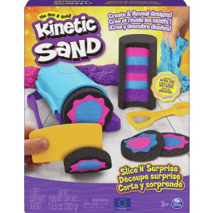 Kinetic Sand - Slice N' Surprise-set met 383g speelzand en 7 gereedschappen