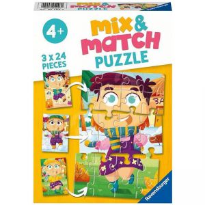 Puzzel mix&match 3x24 bonte kleren