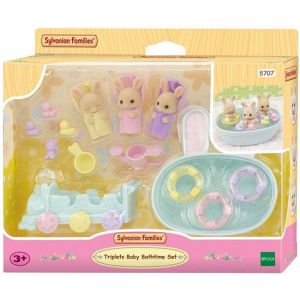  Sylvanian Families 5707 Drieling BABY Creme Konijn Badspeelset- inclusief 3 fluweelzachte baby speelfiguren 